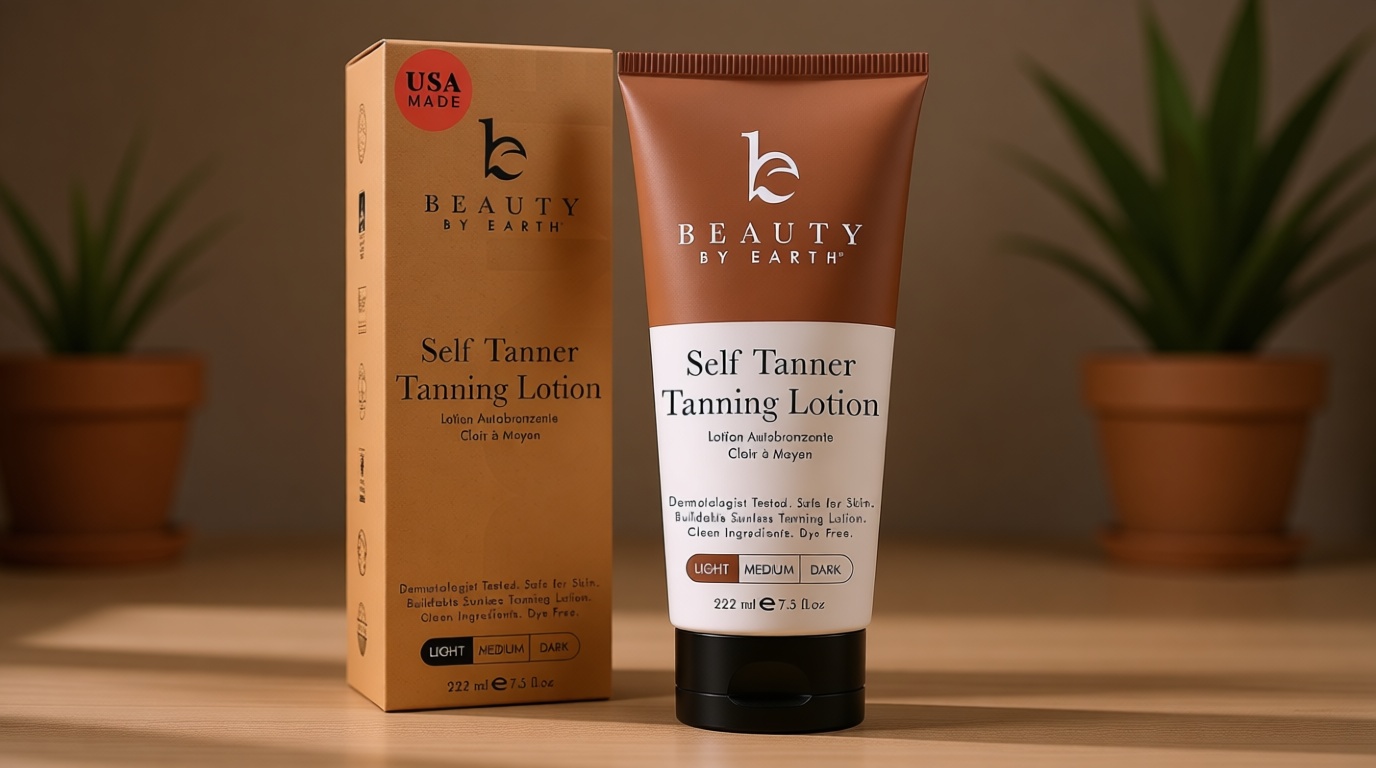 Tanning Lotion Self Tanner - USA Made with Natural and Organic Ingredients Non Toxic Sunless Browning Lotion, Best Gradual Tanner for Men and Women, Streak-Free Fake Tan, Fair to Medium