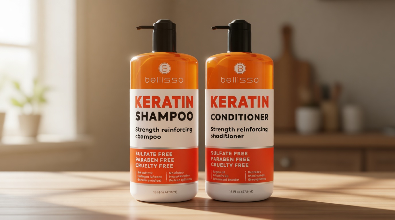 Keratin Shampoo and Conditioner Set - Sulfate Free and Paraben Free - Salon Thickening Treatment for Dry, Damaged, Curly, Frizzy, Straight or Color Treated Hair - Anti Frizz Formula for Women and Men