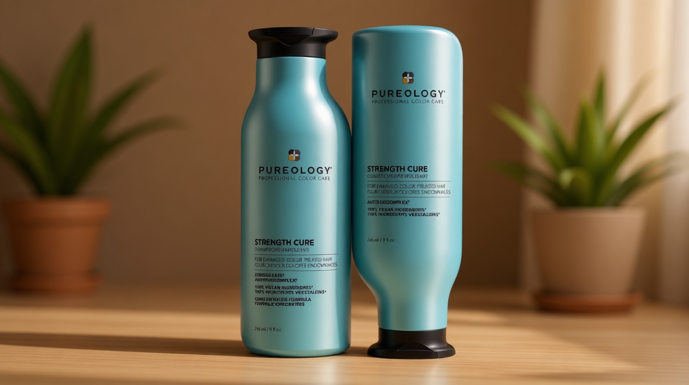 Pureology Strength Cure Strengthening Shampoo & Conditioner Set - For Damaged, Color-Treated Hair, Fortifies & Strengthens Hair, Sulfate-Free & Vegan Cradle to Cradle Certified
