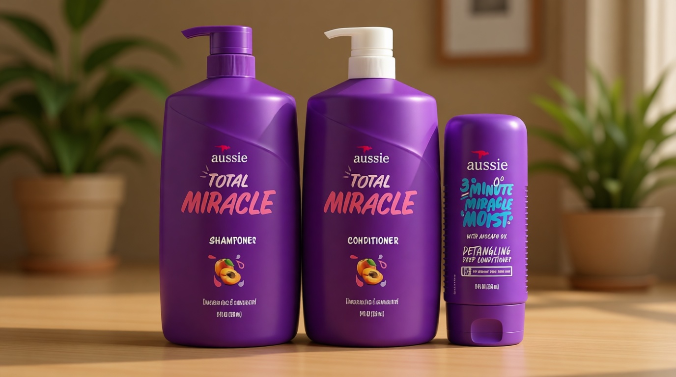 Aussie Total Miracle Hair Care Bundle: Shampoo, Conditioner, and 3 Minute Deep Treatment with Apricot & Macadamia Oil, Paraben-Free for Damaged Hair, 26.2 & 8 Fl Oz