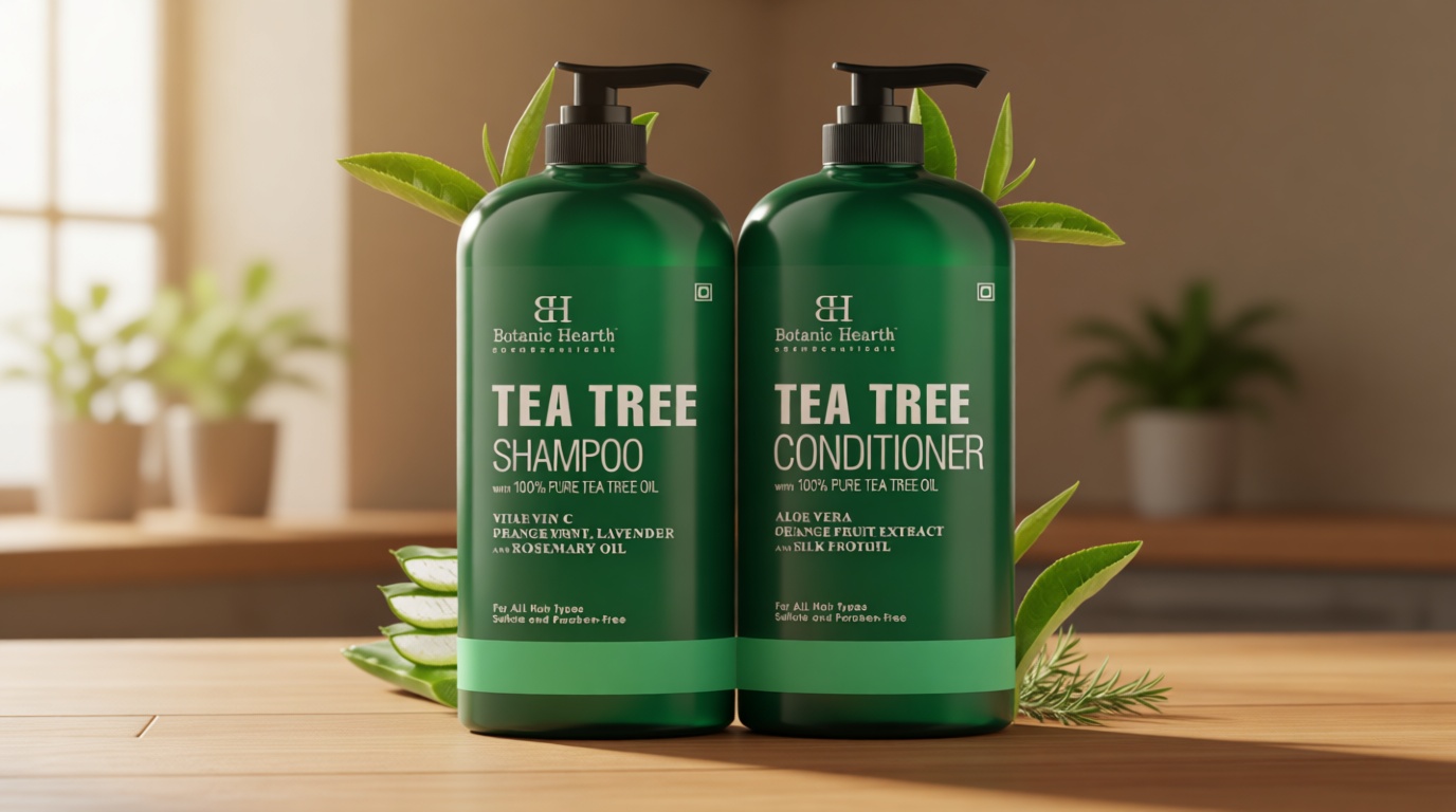 Botanic Hearth Tea Tree Shampoo And Conditioner Set | With 100% Pure Tea Tree Oil, For Itchy And Dry Scalp, Sulfate/Paraben Free | For Men And Women | 16 Fl Oz Each