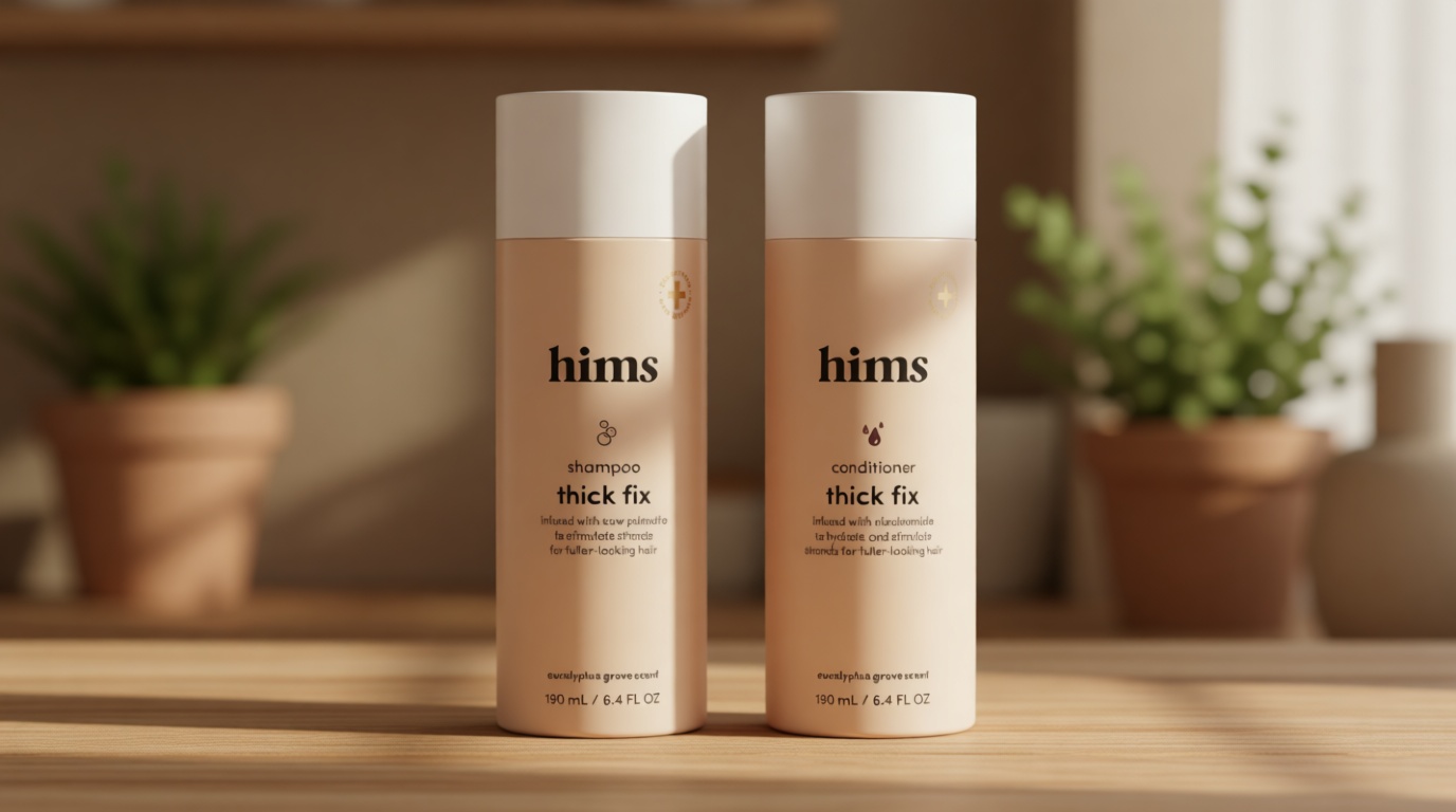 hims Thick Fix Shampoo & Conditioner Set - Saw Palmetto for Healthy Hair Growth & Thickening - Scalp Cleansing - Vegan, Sulfate-Free & Cruelty-Free - Eucalyptus Scent, 6.4 fl oz