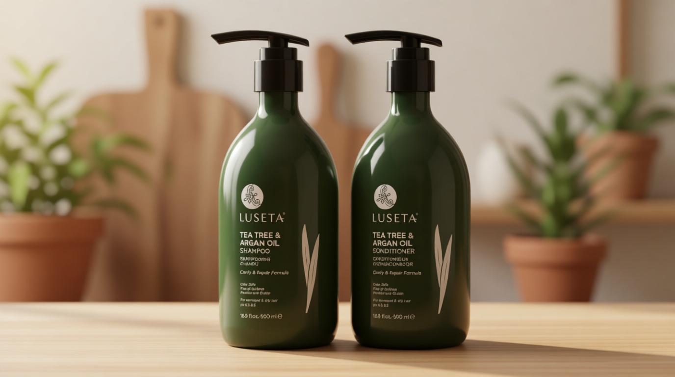 Luseta Shampoo and Conditioner Set with Tea Tree and Argan Oil for Oily Hair Clarifying, Fighting Dandruff Sulfate Paraben Free for Men and Women 2x16.9oz