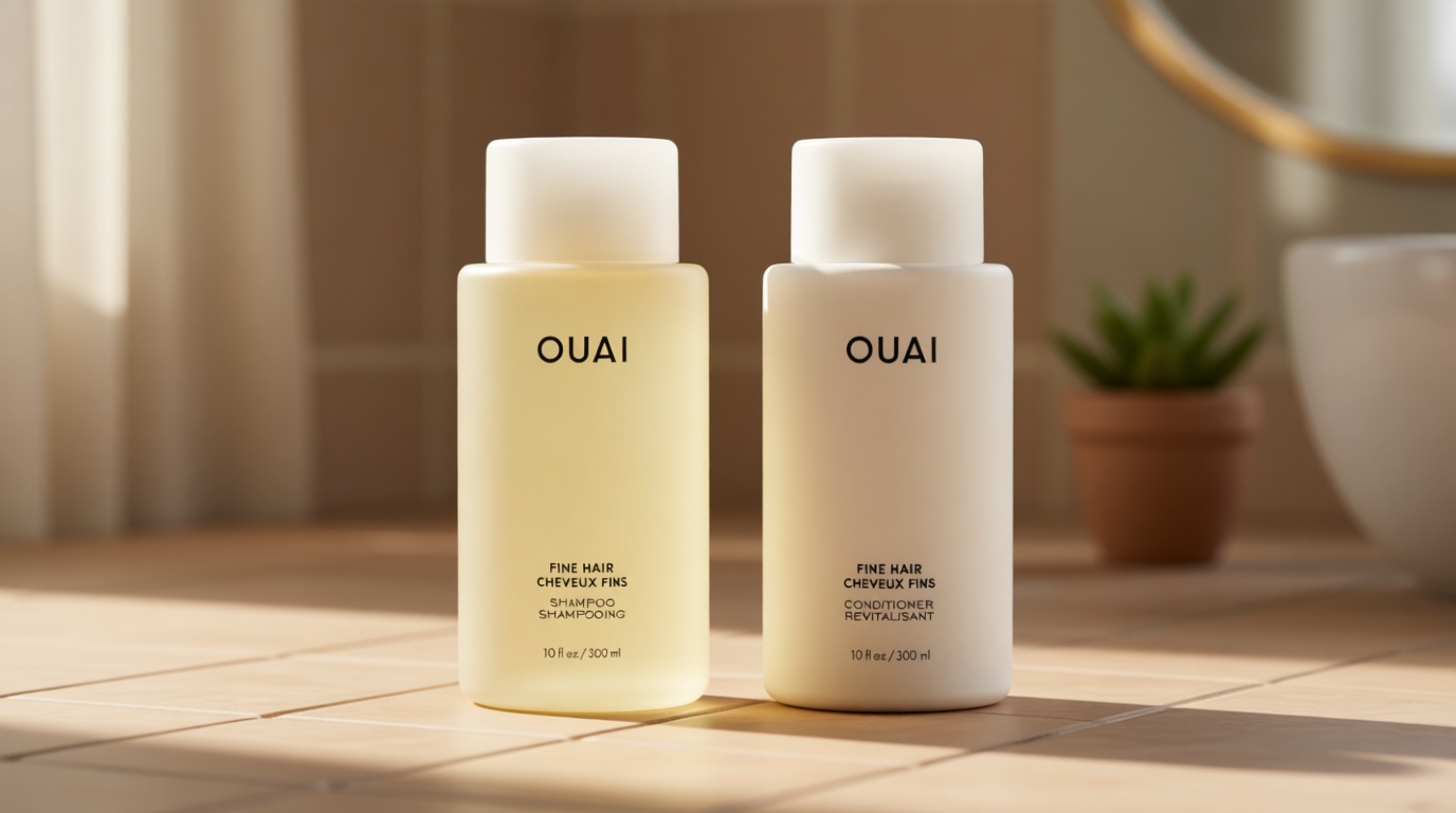 OUAI Fine Shampoo and Conditioner Set - Sulfate Free Shampoo and Conditioner for Women & Men - Made with Keratin, Marshmallow Root, Shea Butter & Avocado Oil - Free of Parabens & Phthalates (10 Fl Oz)