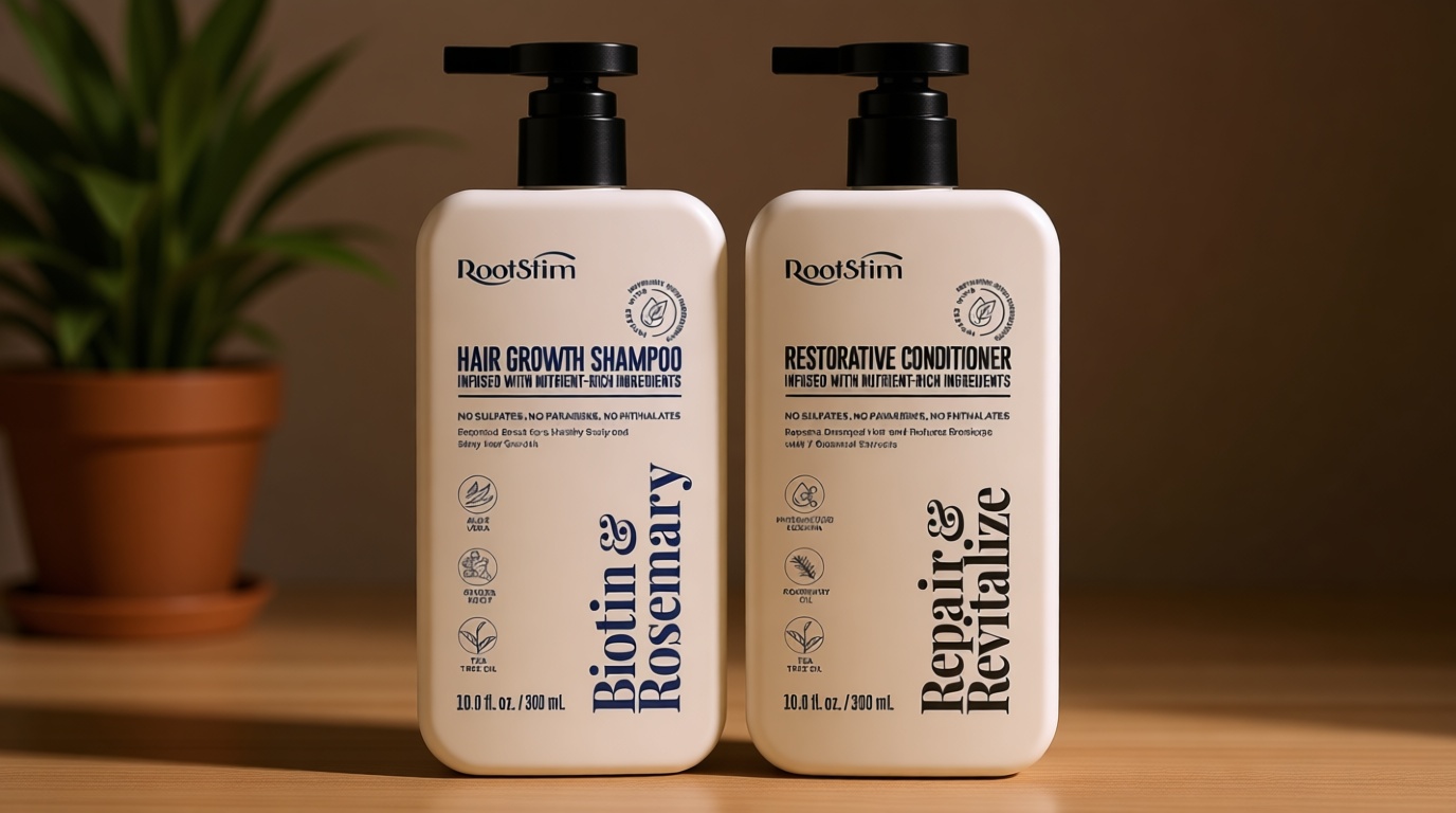 Hair Growth Shampoo and Conditioner Set - Rosemary & Biotin Shampoo and Conditioner for Hair Thickening - Botanical Boost for a Healthy Scalp, Hair Growth and Strengthen