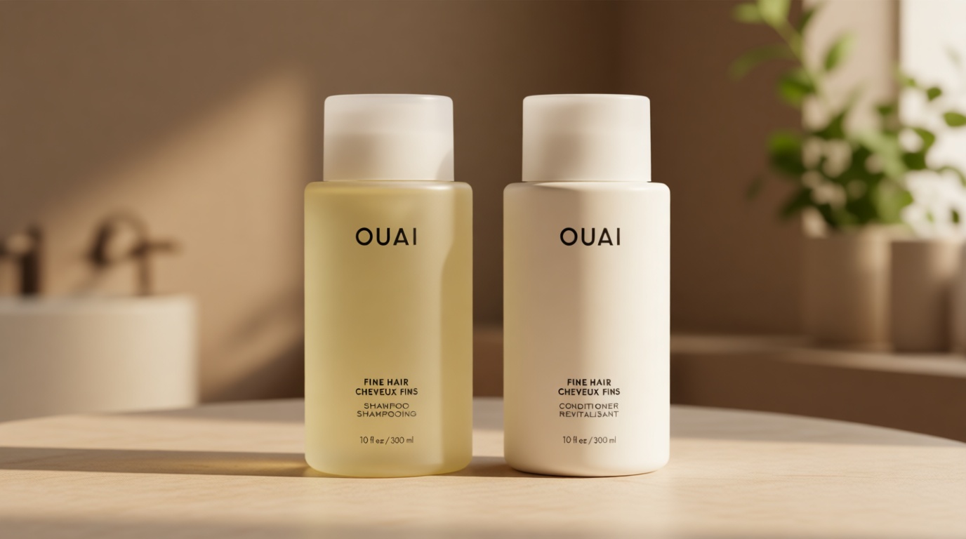 OUAI Fine Shampoo and Conditioner Set - Sulfate Free Shampoo and Conditioner for Women & Men - Made with Keratin, Marshmallow Root, Shea Butter & Avocado Oil - Free of Parabens & Phthalates (10 Fl Oz)