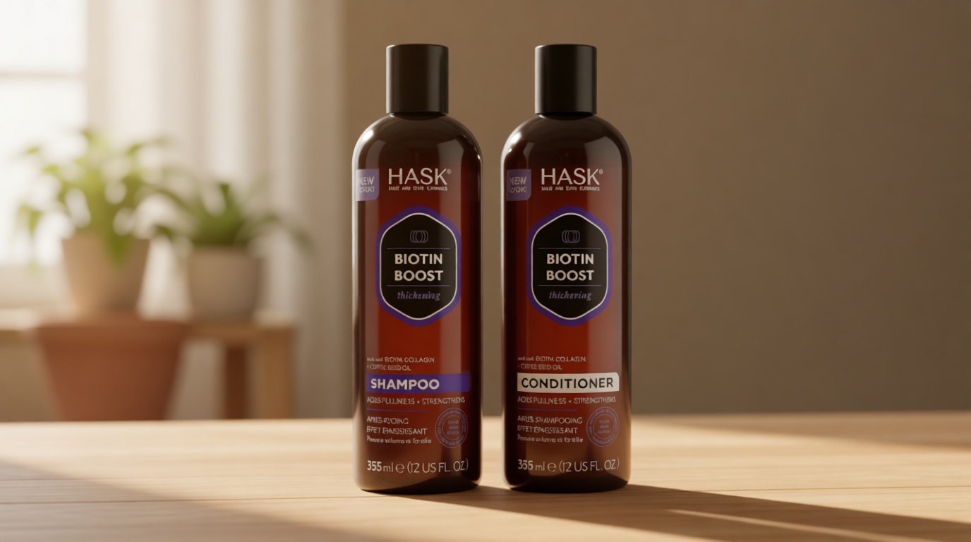 HASK Biotin Boost Thickening Shampoo + Conditioner Set | Adds Fullness, Strengthens, Volumizes, Sulfate-Free, Paraben-Free, Gluten-Free, Color Safe | 12oz each