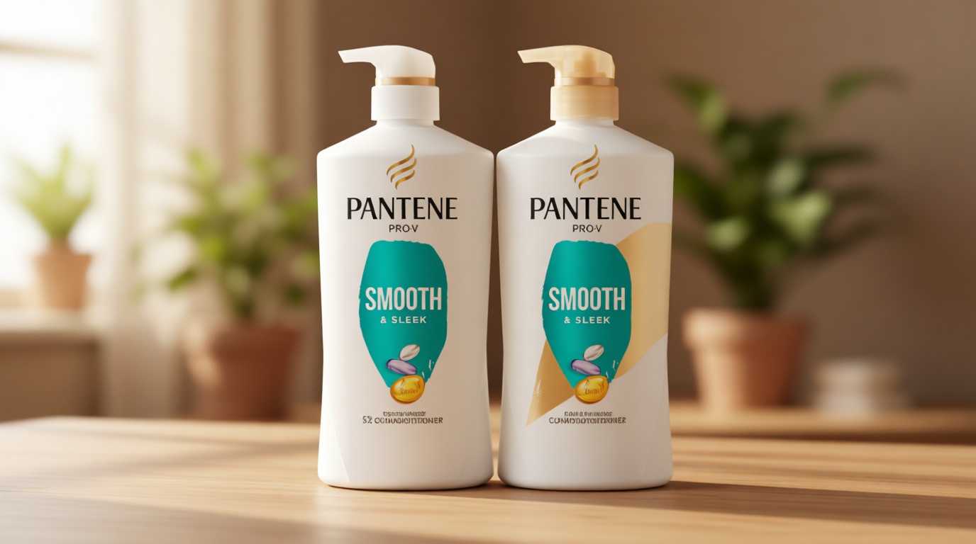 Pantene Shampoo & Conditioner Set, Smooth and Sleek - Frizz Control with Antioxidants, Nourishing for All Hair Types - Curly, Dry, Color-Treated, 52.8 Oz Total + Miracle Rescue Shot (0.5 Oz)