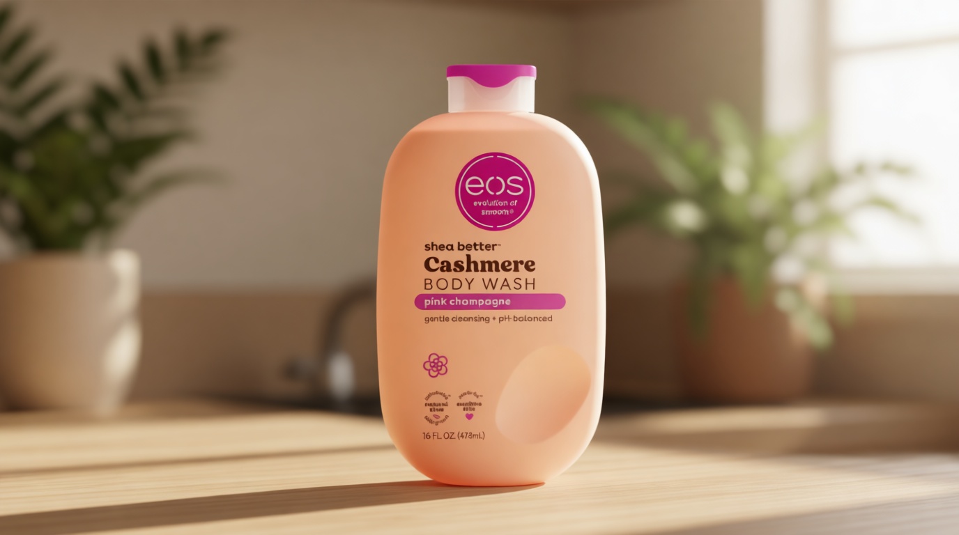 eos Cashmere Body Wash – Pink Champagne, Moisturizing Body Wash, Creamy Gel Formula, with Shea Butter, Glycerin, Vitamin E, pH Balanced, Sensitive Skin, Vegan, 16 fl oz