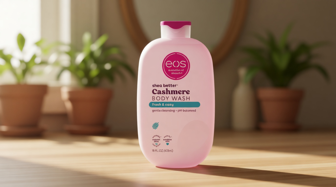 eos Cashmere Body Wash – Fresh & Cozy, Moisturizing Body Wash, Creamy Gel Formula, with Shea Butter, Glycerin, Vitamin E, pH Balanced, Sensitive Skin, Vegan, 16 fl oz