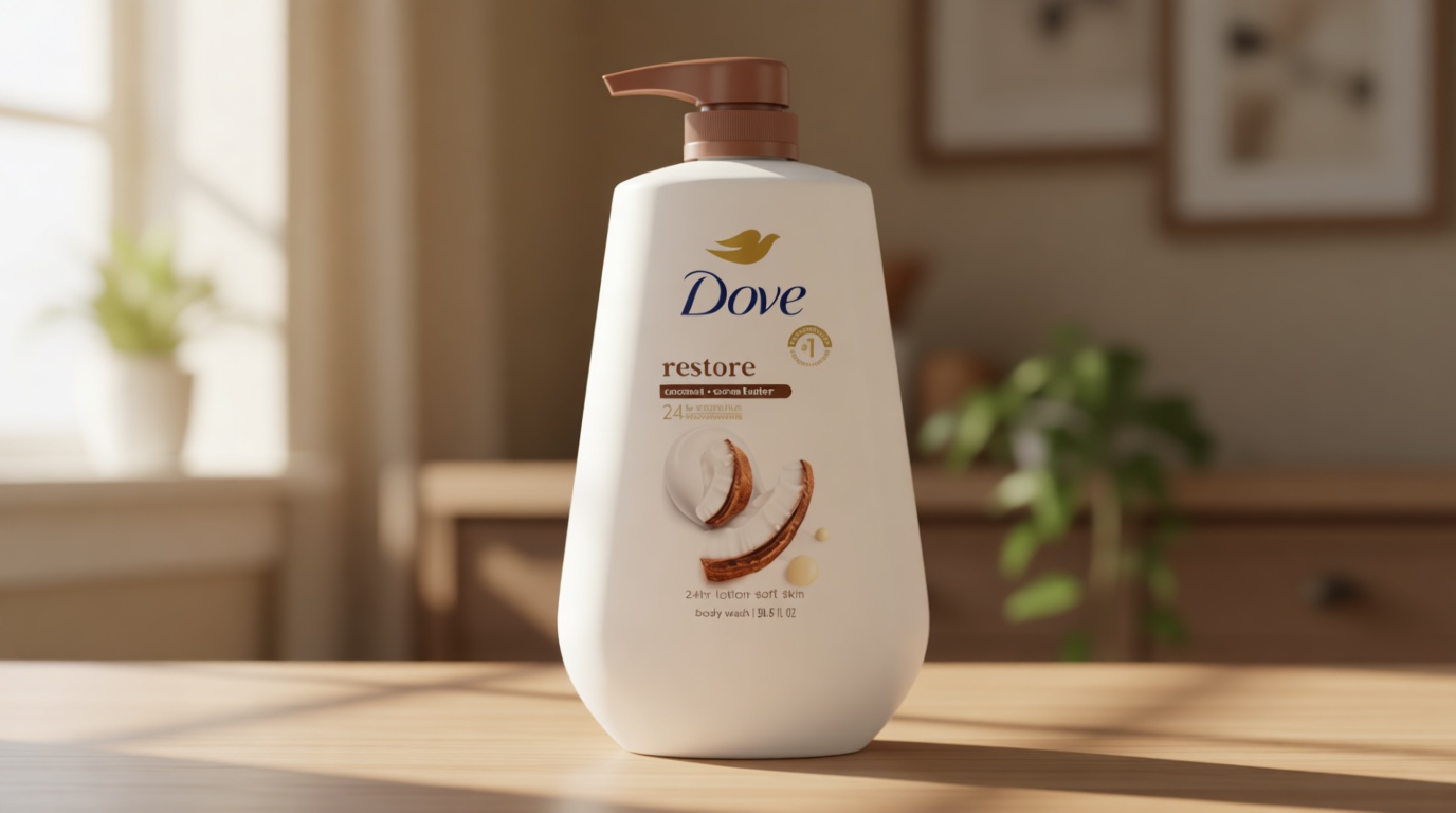 Dove Body Wash with Pump Restore Coconut & Cocoa Butter for 24hr Lotion-Soft Skin Moisturizing Skin Cleanser with No Sulfates No Parabens 30.6 Oz