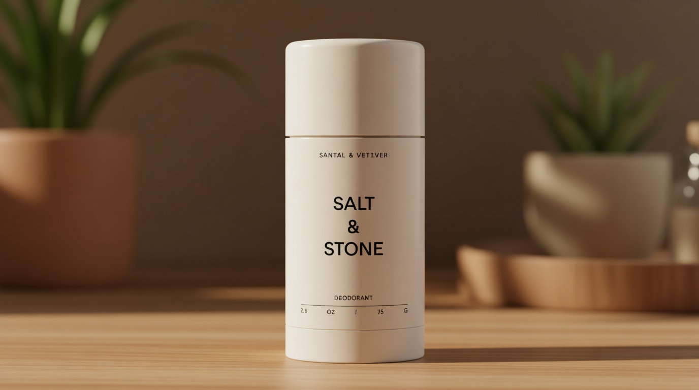 Salt & Stone Aluminum Free Deodorant | Extra Strength 48 Hour Protection for Women & Men | Made with Seaweed Extracts, Niacinamide & Prebiotics | Santal & Vetiver