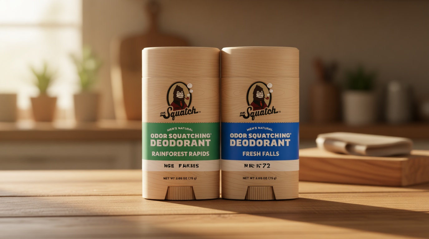 Dr. Squatch Natural Men’s Deodorant – Aluminum Free Natural Deodorant Men with Charcoal & Postbiotics for 72-Hour Odor Protection – Rainforest Rapids + Fresh Falls, 2.65oz Stick (2-Pack)
