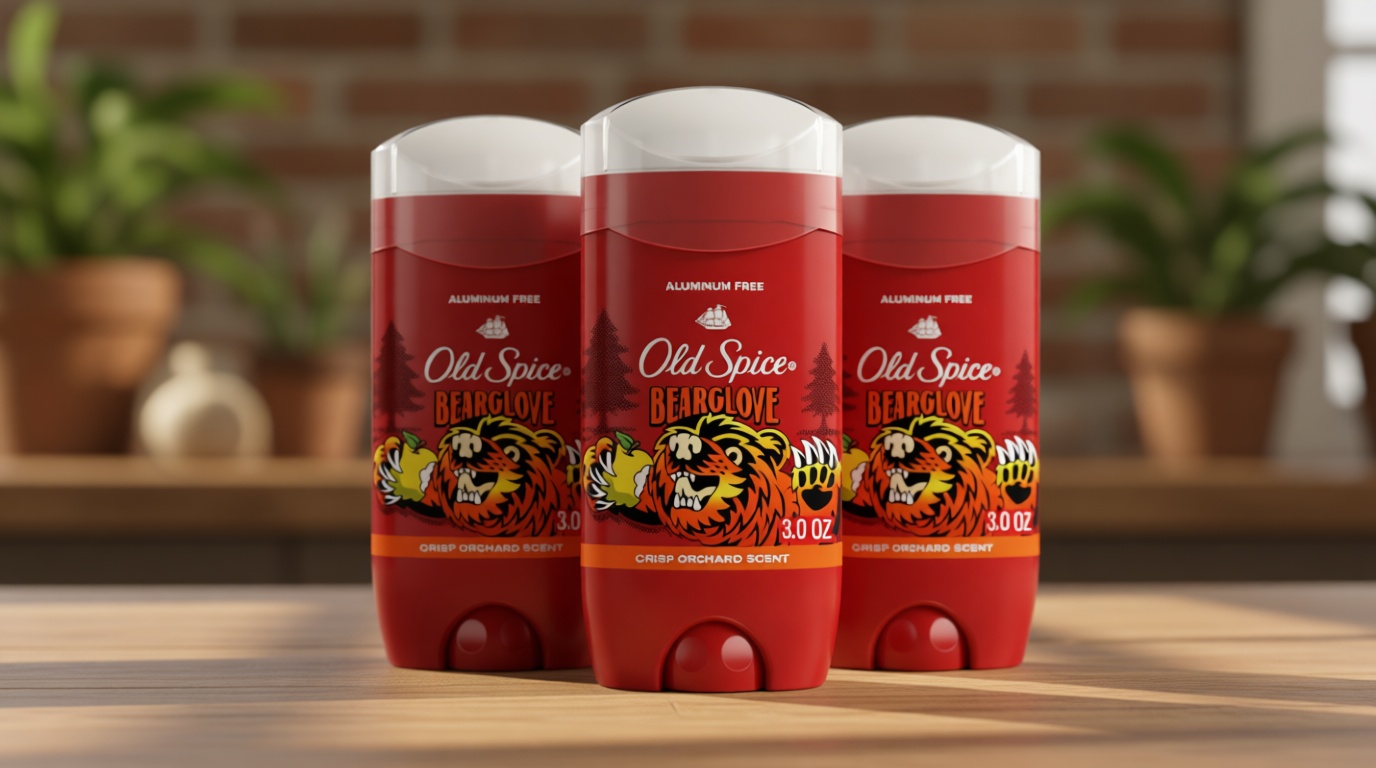 Old Spice Aluminum Free Deodorant for Men, 24/7 Odor Protection, 24/7 Freshness & Lasting Scent, Goes on Clear, Bearglove with Crisp Orchard Scent, 3.0 oz (Pack of 3)