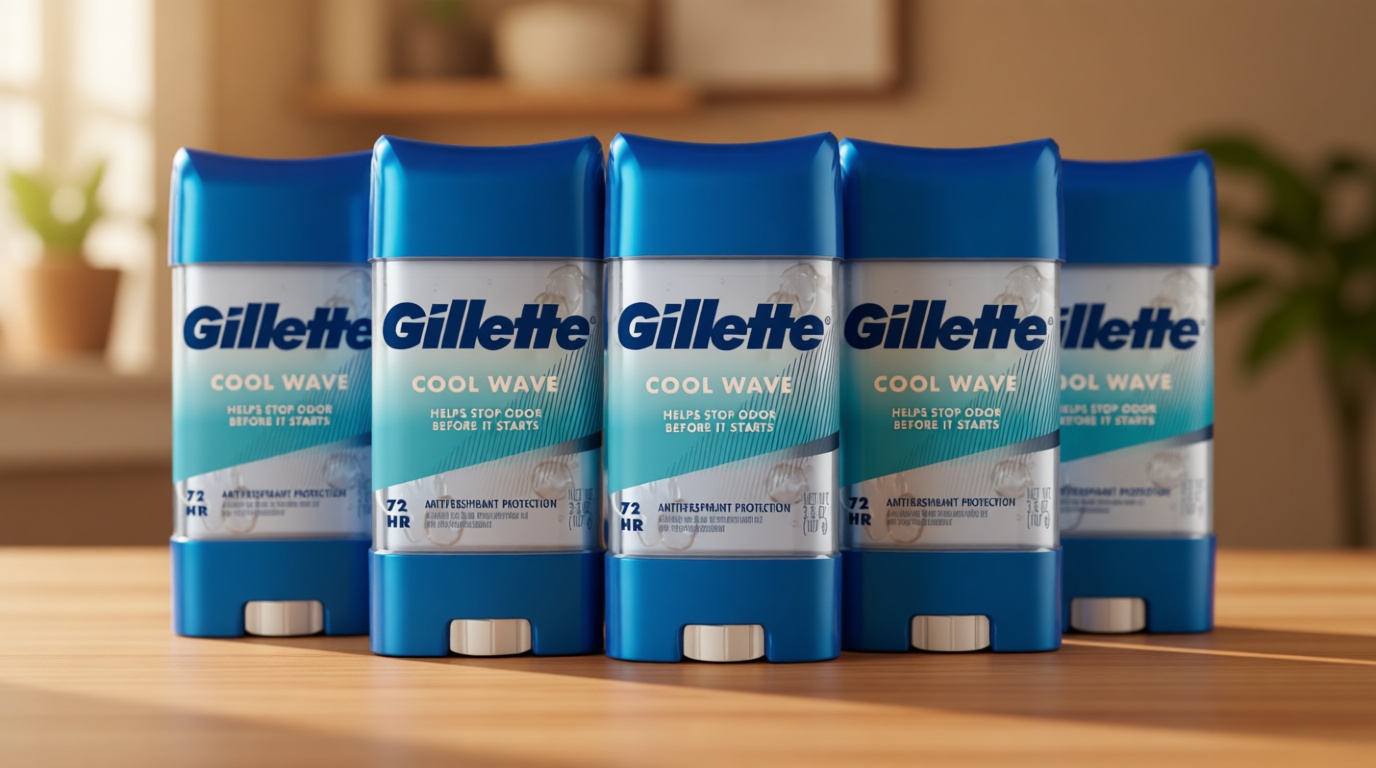 Gillette Antiperspirant and Deodorant for Men, 72hr Clinical Strength Sweat & Odor Protection, Long Lasting Freshness, Anti-White Mark Technology, Clear Gel, Cool Wave Scent, 3.8 oz (Pack of 4)