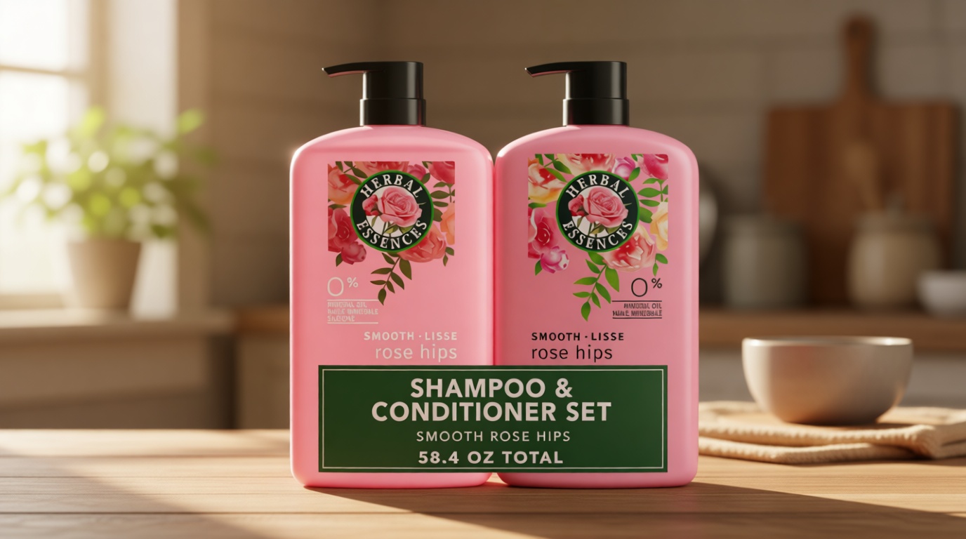 Herbal Essences Shampoo & Conditioner Set, Rose Hips - Smooth Collection, Paraben-Free, Color-Safe, Shiny Hair with Jojoba & Vitamin E, 29.2 Fl Oz Each, 2-Pack