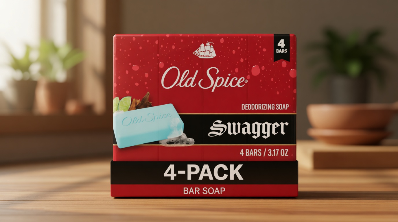 Old Spice Bar Soap for Men, Refreshing Clean to Wash Away Dirt & Odor, Cleansing Formula, Long-Lasting & Confidence-Boosting Fragrance, Swagger with Lime + Cedarwood Scent, 3.17 oz (Pack of 4)