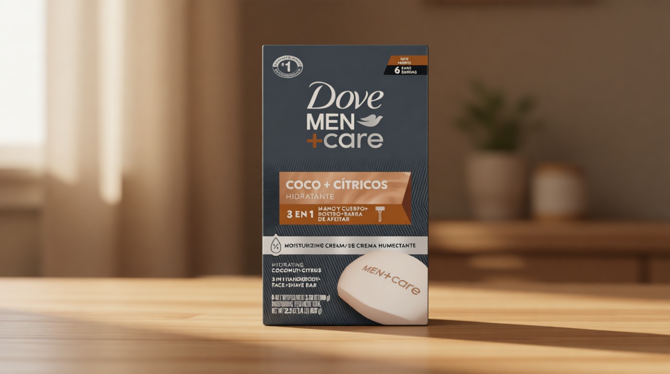 DOVE MEN + CARE Hidratante Coco + Cítricos Hand & Body Face + Shave Bar 6 Count for Hydrated Skin 3.75 oz