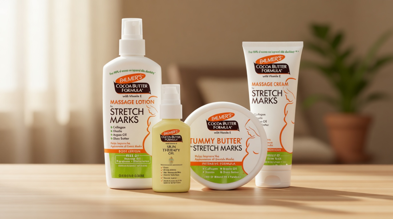 Palmer's Cocoa Butter Formula Pregnancy Skin Care Kit for Stretch Marks and Scars, Dermatologist Approved, Gift for Mom to Be, 4 Piece Full Size Set