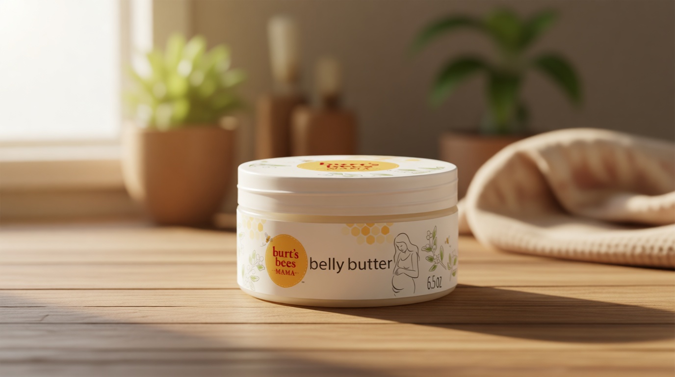 Burt's Bees Mama Belly Butter Stretch Mark Cream for Pregnancy Massages Body & Reduces Scar Appearance, Prenatal & Postnatal Tummy Skin Care, Shea Butter & Vitamin E Rich Formula, 6.5 Oz Tub