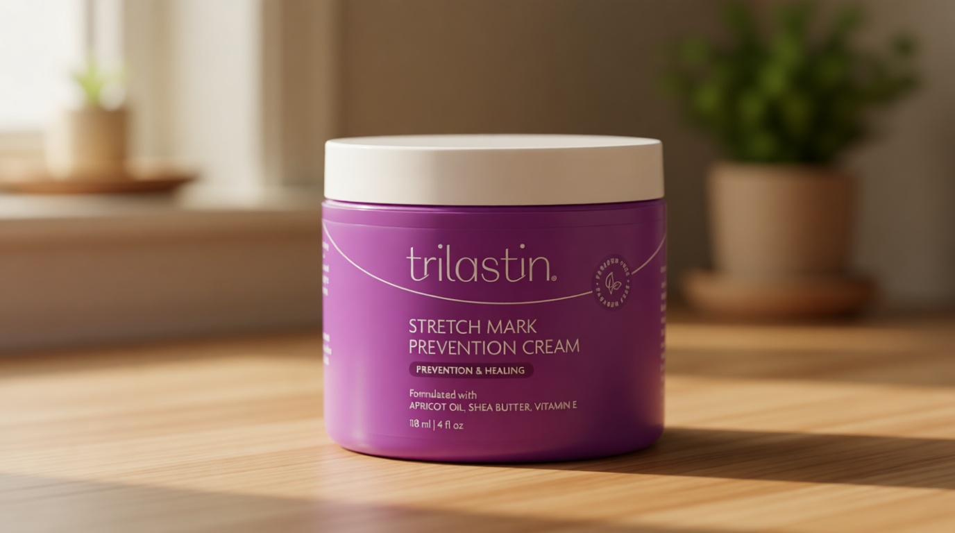 Trilastin Stretch Mark Cream for Pregnancy – Hydrating Belly Cream for Pregnant Women- Shea Butter & Vitamin E, Paraben Free, No Added Fragrances - Maternity Body Lotion for Belly, Hips, Thighs – 4 oz