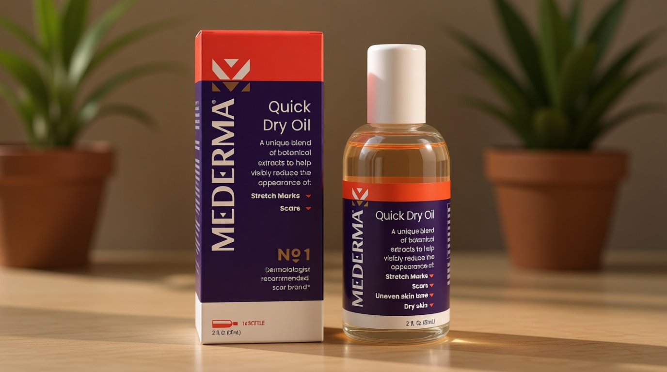 Mederma Quick Dry Oil - Scar and Stretch Mark Treatment, Improves Appearance with Natural Botanical Extracts, Paraben-Free, Fast-Absorbing, Hydrates Dry Skin, Reduces Uneven Skin Tone, 2.02 Oz (60ml)