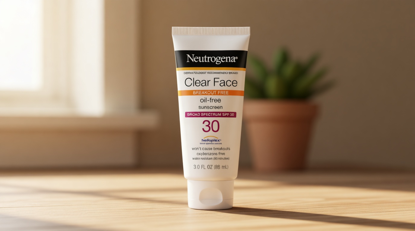 Neutrogena Clear Face Sunscreen for Acne-Prone Skin SPF 30, Broad Spectrum Facial Sunscreen Lotion, Lightweight, Non Comedogenic, Oil-, Fragrance- & Oxybenzone-Free Water Resistant (80 min), 3 fl. oz
