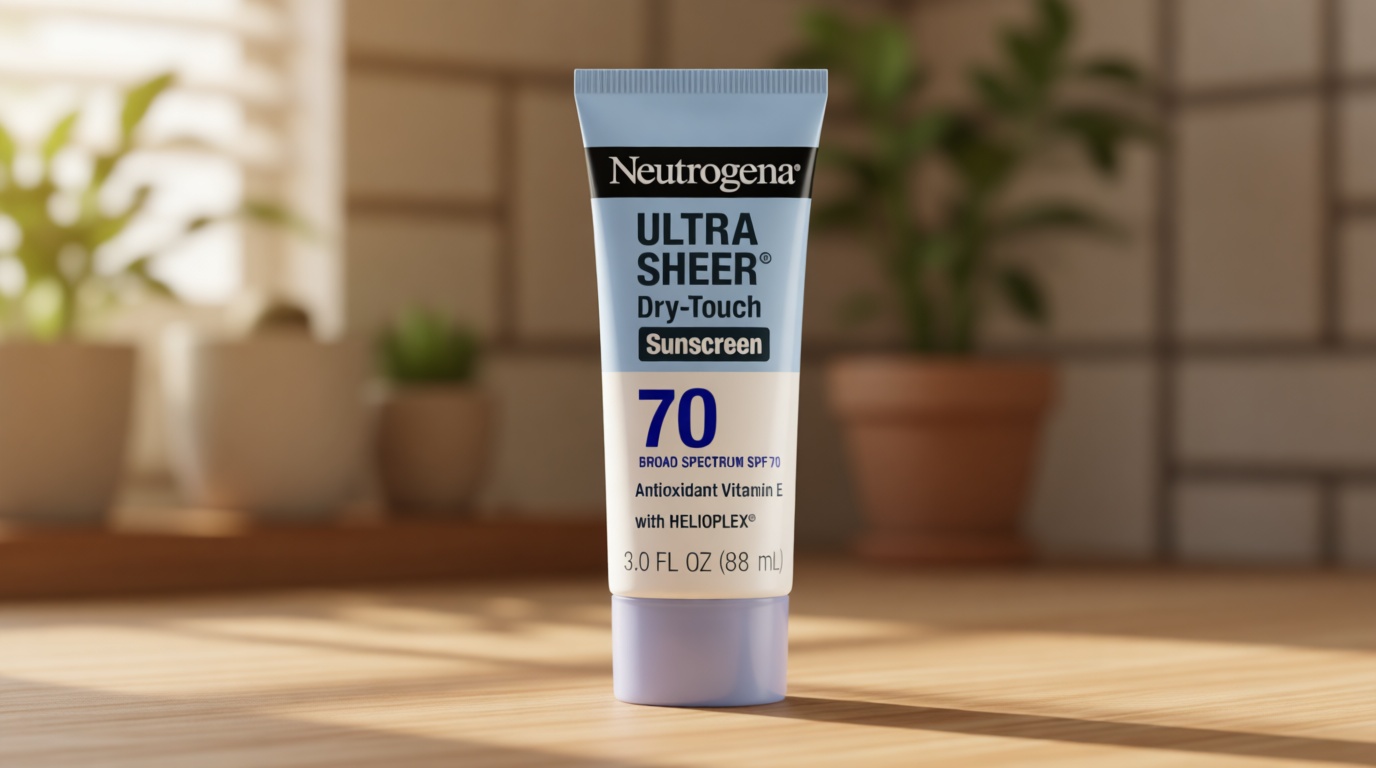 Neutrogena Ultra Sheer Dry-Touch Sunscreen Lotion SPF 70, Broad Spectrum, Water Resistant 80 Min, Oil-Free, Oxybenzone-Free, Non-Comedogenic, Matte Finish, Body Sunscreen, Travel Size 3 Fl Oz