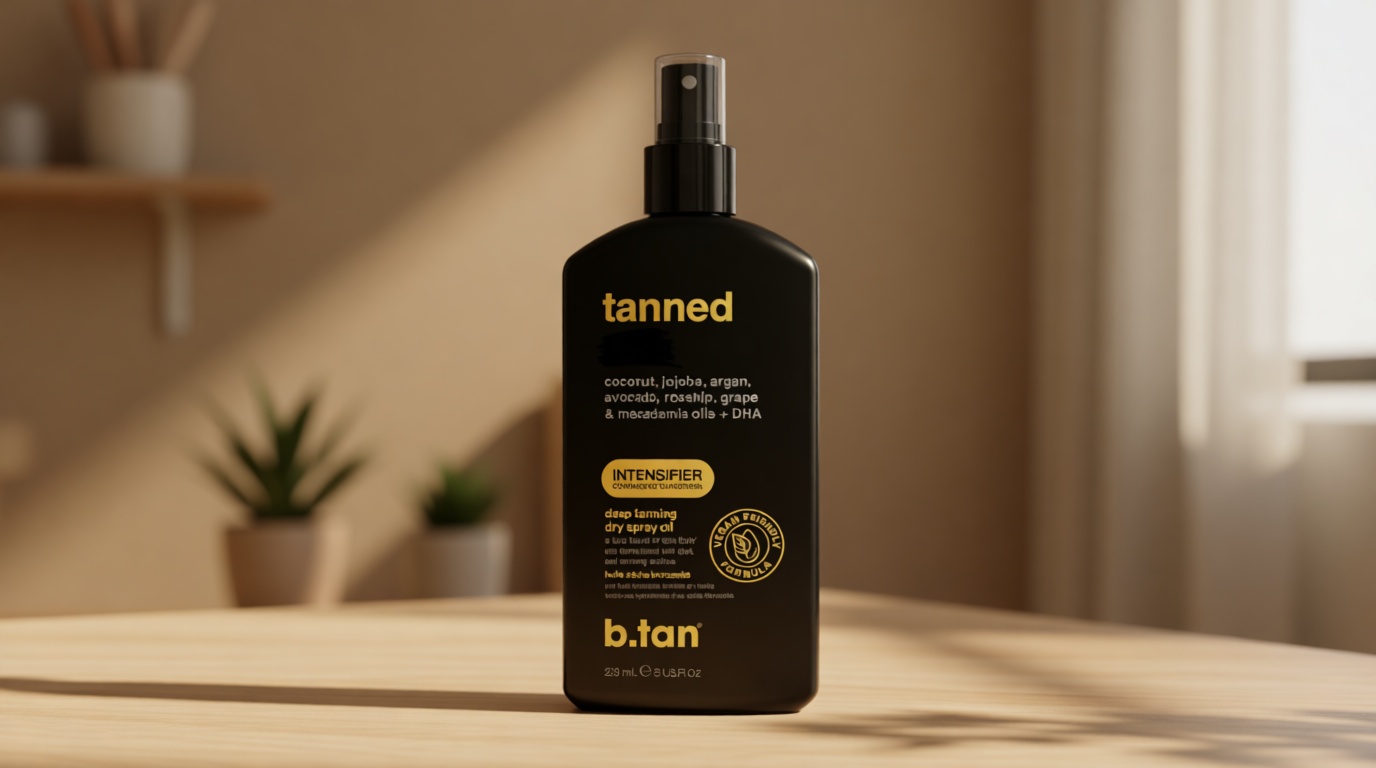 b.tan Best Tanning Oil | Get Tanned Intensifier Dry Spray - Fast, Dark Outdoor Sun Tan From Tan Accelerating Actives, Packed with Moisturizing Oils, No SPF, Austrailian Brand, 8 Fl Oz