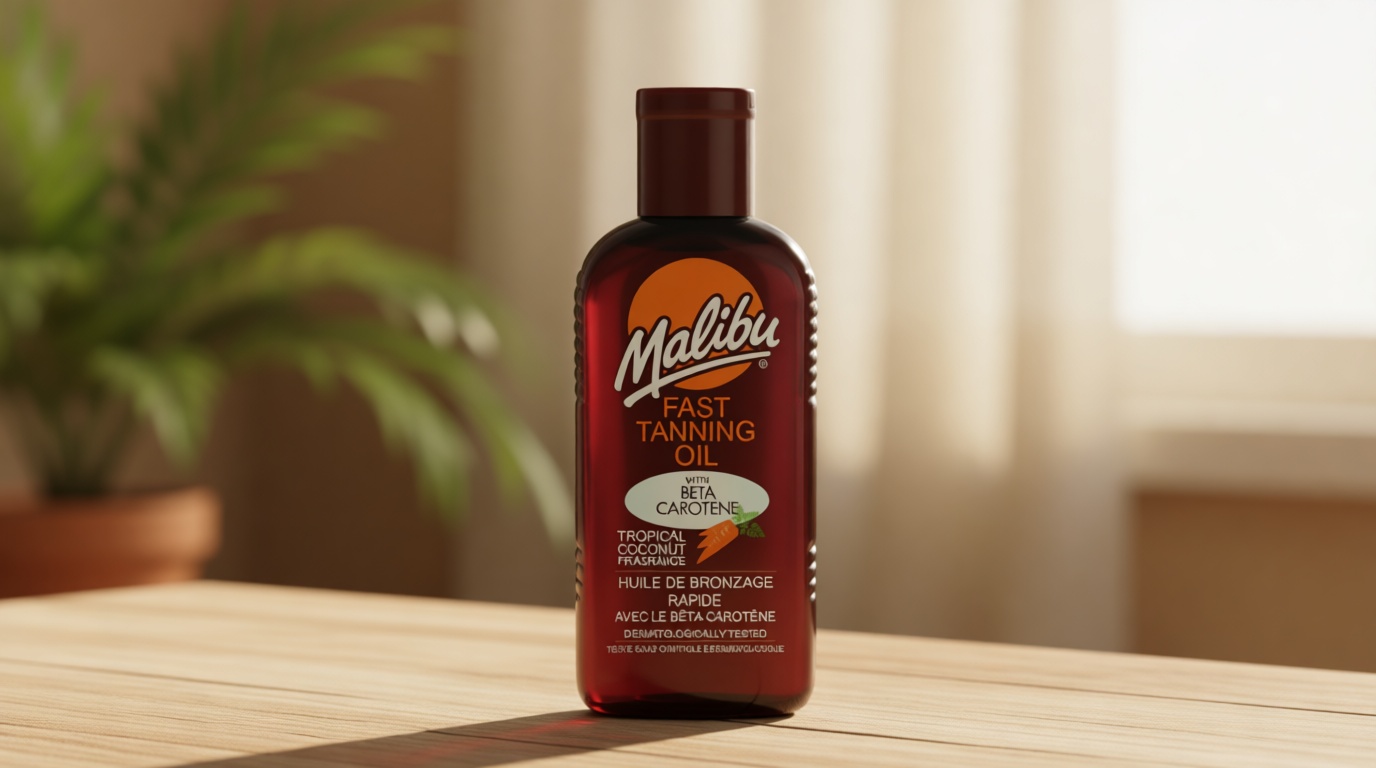 Malibu Sun Fast Tanning Oil - Tan Accelerator for Outdoor/Tanning Bed, Beta Carotene Carrot Extract & Vitamin E for Moisture & Hydration, Water-Resistant, Coconut, Cruelty-Free, Made in UK (6.8 Fl Oz)