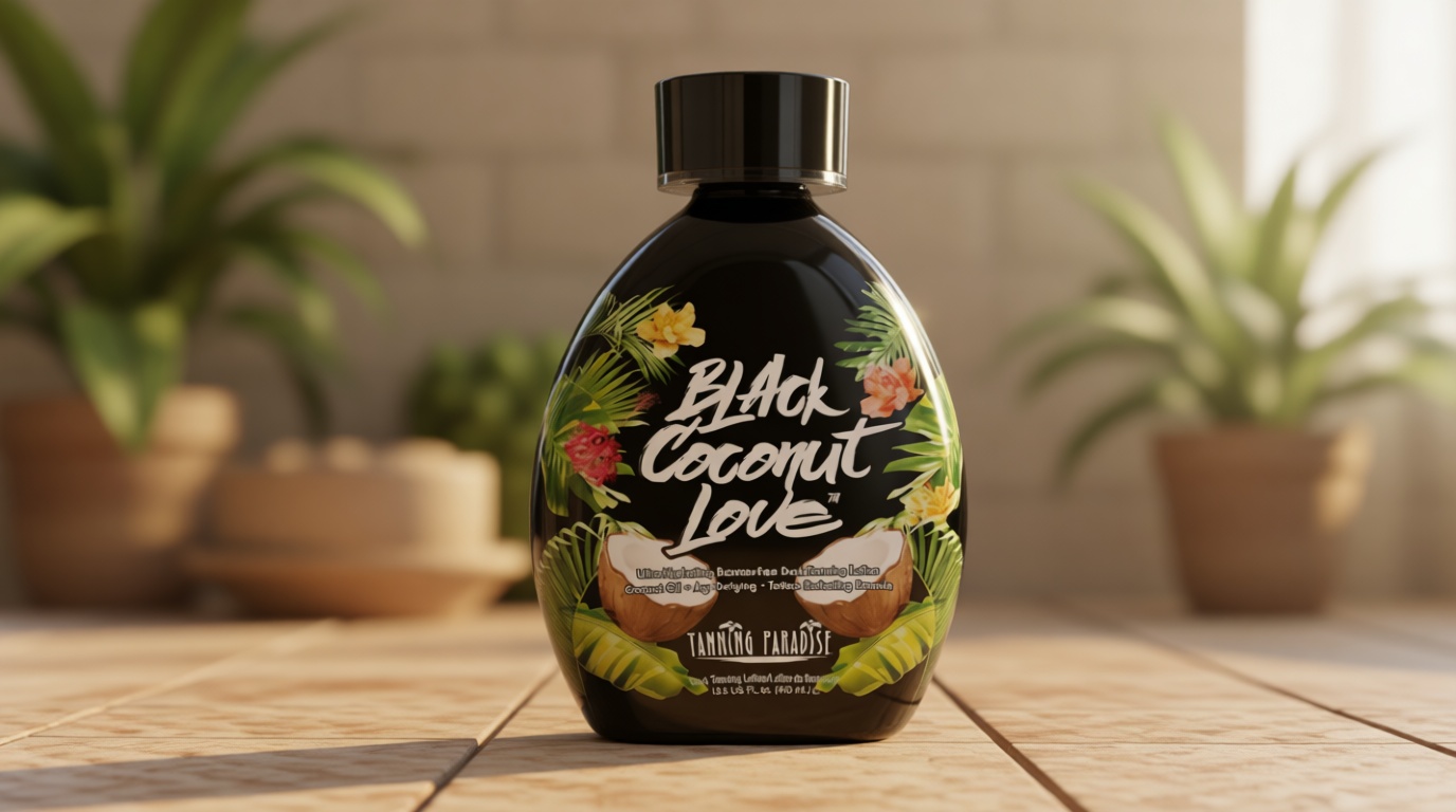 Tanning Paradise Black Coconut Love Tanning Lotion | Coconut Oil | Age-Defying | Tattoo Protecting Formula | Ultra Hydrating Dark Tanning Lotion, 13.5oz