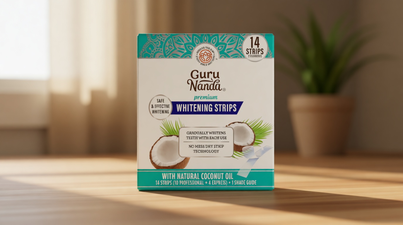 GuruNanda Teeth Whitening Strips - 7-Day Treatment with Non-Slip, Dry Strip Technology - Whitening Designed with Care for a Brighter Smile