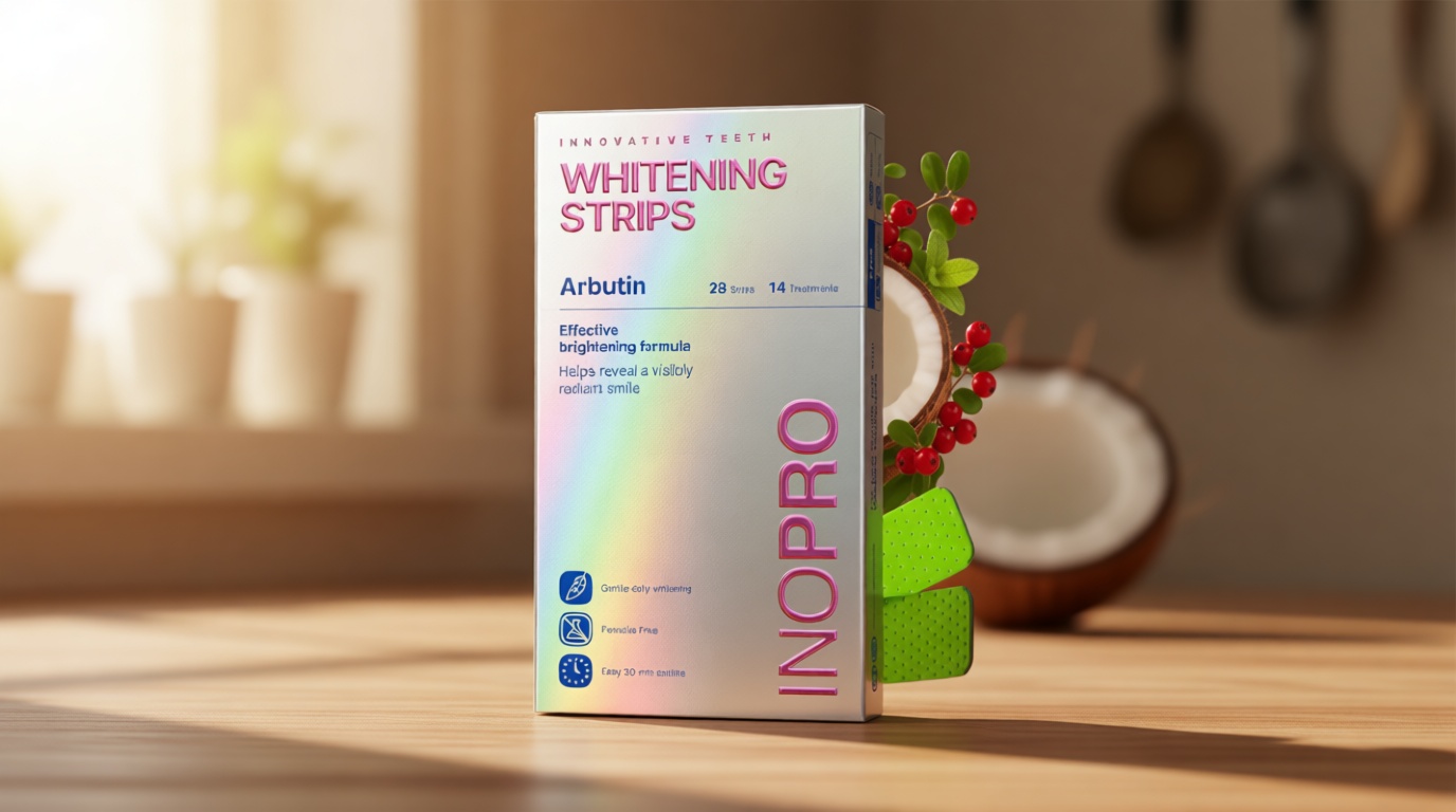 InoPro Teeth Whitening Strips 14 Treatments Kit - Enamel Safe Teeth Whitener, Peroxide-Free, Green White Strips for Teeth Whitening with Arbutin, Coconut Oil, Deep Stains Removal (28 Strips)
