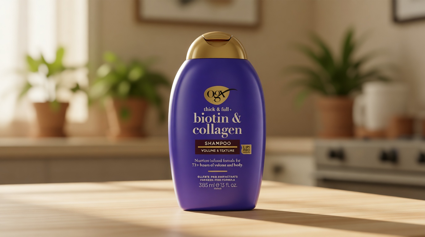 OGX Thick & Full + Biotin & Collagen Volumizing Shampoo, Nutrient-Infused Hair Shampoo with Vitamin B7 Biotin Gives Hair Volume & Body for 72+ Hours, Sulfate-Free Surfactants, 13 fl. oz