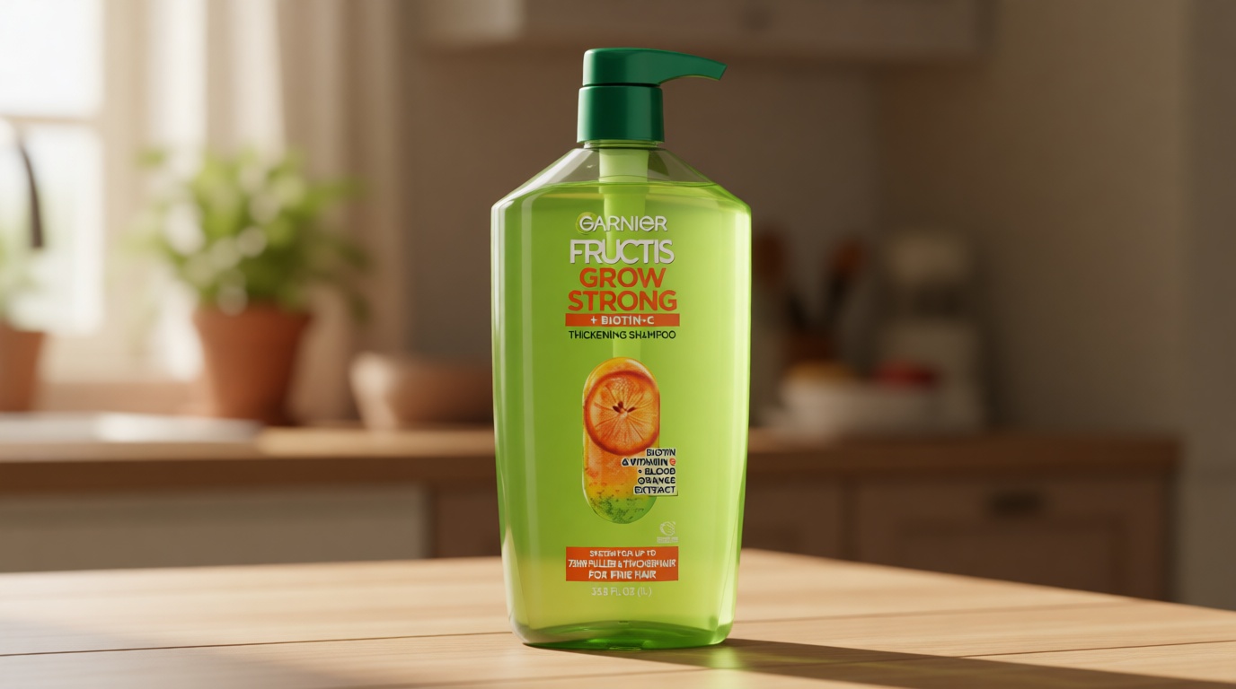 Garnier Fructis Grow Strong Thickening Shampoo for Fine Hair, Biotin-C, 33.8 Fl Oz, 1 Count (Packaging May Vary)