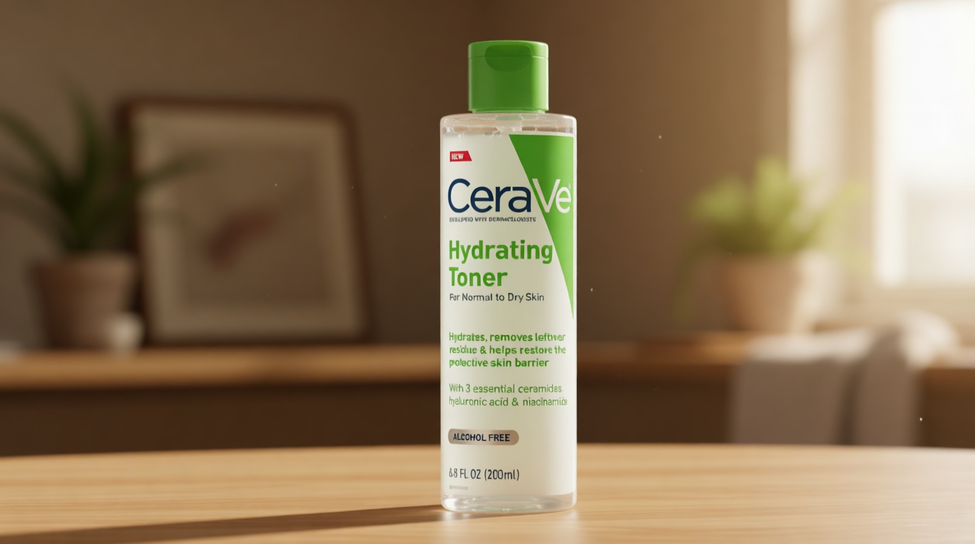 CeraVe Hydrating Toner for Face Non-Alcoholic with Hyaluronic Acid, Niacinamide, and Ceramides for Sensitive Dry Skin, Fragrance-Free Non Comedogenic, Full Size, 6.8 Fl Oz