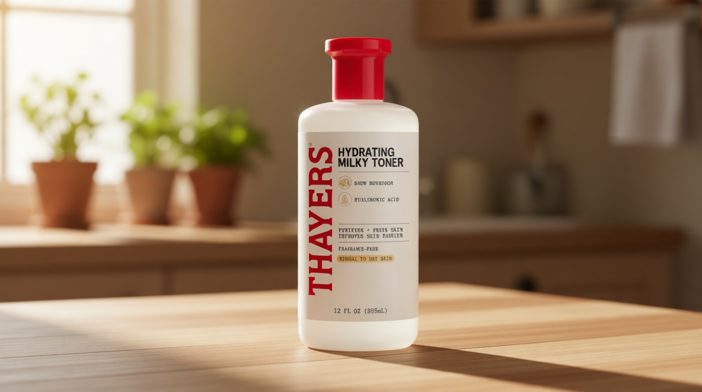 THAYERS Milky Face Toner Skin Care with Snow Mushroom Tremella and Hyaluronic Acid, Natural Gentle Facial Toner, for Dry and Sensitive Skin, 355mL Cradle to Cradle Certified