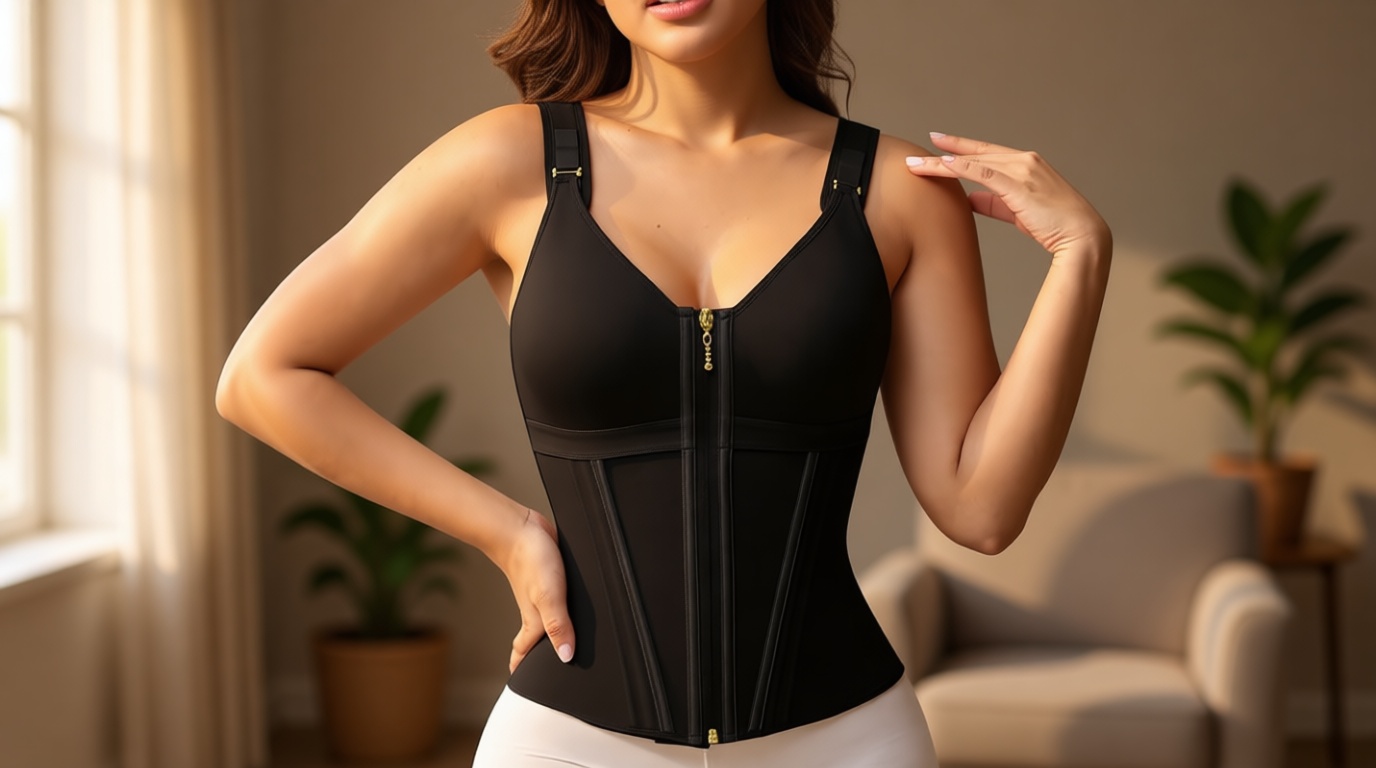 SHAPSHE Waist Trainer Corset for Women Tummy Control Sport Workout Body Shaper Vest for Women Postpartum Gym Zipper and Hooks