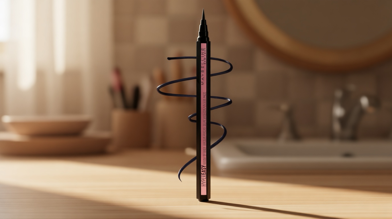 Maybelline Hyper Easy Liquid Pen No-Skip Eyeliner, Satin Finish, Waterproof Formula, Pitch Black, 0.018 Fl Oz